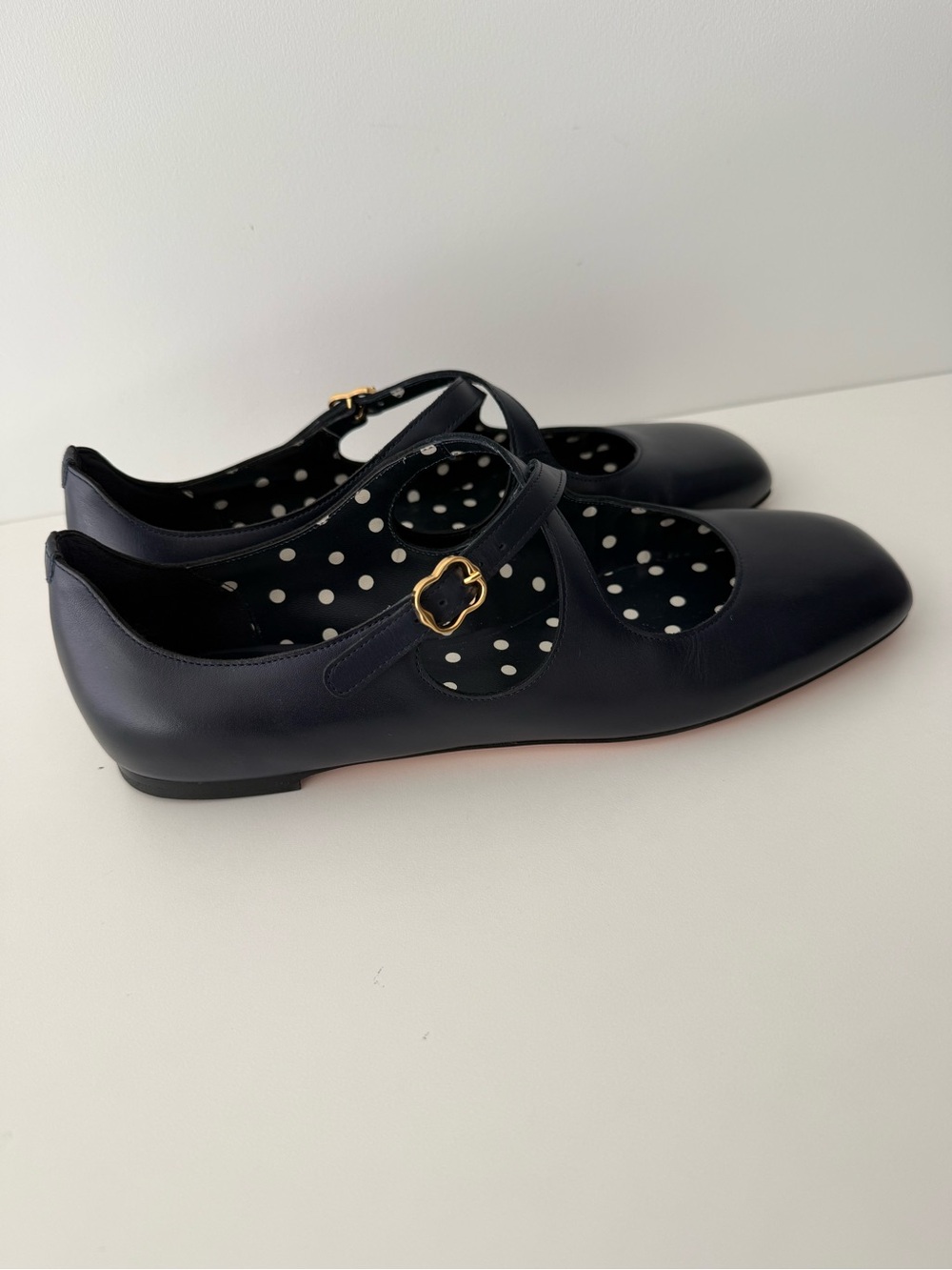 Bally Baunty Ballerina Navy Mary Jane Flats with Polka Dot Insole - Picture 2 of 9
